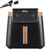 Ninja Air Fryer MAX PRO, 6.2L, Uses No Oil, Large Square Single Drawer, Roast, Bake, Air Fry, Family Size, Non-Stick, Dishwasher Safe Basket & Crisper Plate, Silicone Tongs, Black & Copper, AF180UKCP