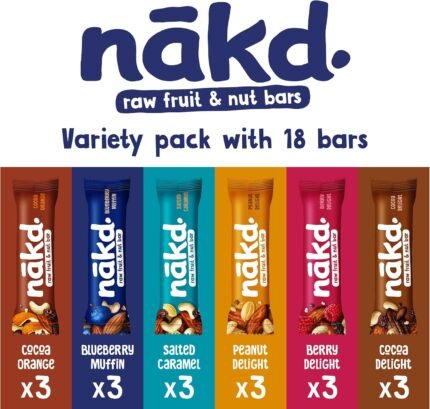 Nakd Fruit & Nut Bar Variety Pack - Vegan - Healthy Snack - Gluten Free - 35g x 18 bars