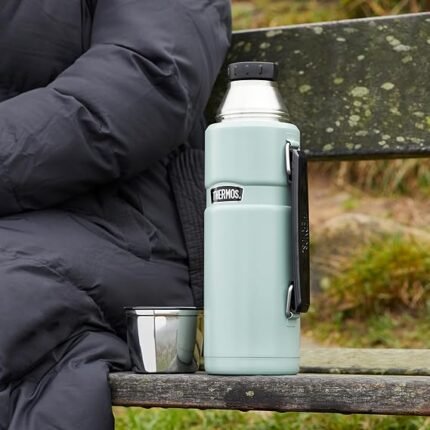 Thermos - Stainless King Raspberry Travel Flask (1.2L) - Premium Leak Proof Insulated Tea & Coffee Flask, Hot & Cold Drinks, Built-in Cup, Twist-Pour Stopper, BPA-Free, Durable Steel