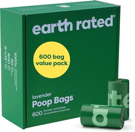 Earth Rated Dog Poo Bags Value Pack, Leak-Proof and Extra-Thick Pet Waste Bags for Big and Small Dogs, Refill Rolls, Lavender Scented, 600 Count