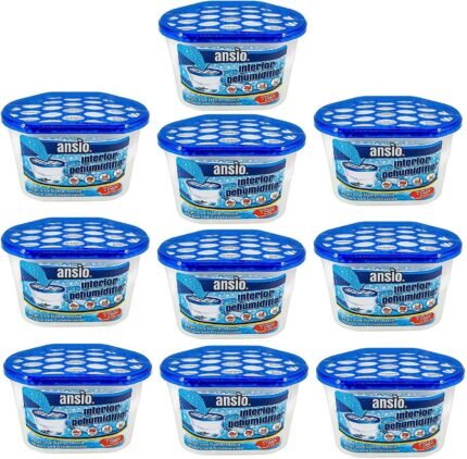 ANSIO Dehumidifier Disposable Pack of 10 Room Moisture Absorber Condensation Remover De Humidifiers for Damp, Mould in Home, Bathroom, Window, House, Kitchen, Wardrobe, Bedroom Interior Moisture Traps