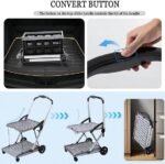 Folding Shopping Cart 2 Tier Multi Use Mobile Trolley Functional Collapsible Carts with Wheels and Removable Folding Storage Crates, for Groceries,Camping,Garage, Supermarket (Double Layer) - Image 5