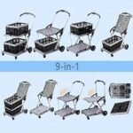 Folding Shopping Cart 2 Tier Multi Use Mobile Trolley Functional Collapsible Carts with Wheels and Removable Folding Storage Crates, for Groceries,Camping,Garage, Supermarket (Double Layer) - Image 6